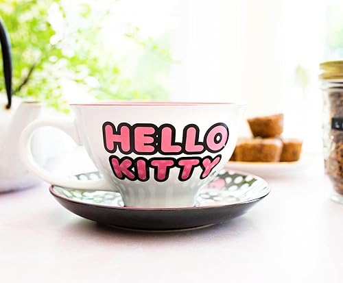 Miniatura 4 de Sanrio Hello Kitty - Juego de taza de té y platillo de cerámica de 12 onzas  Juego de regalo de fiesta de té para café, espresso