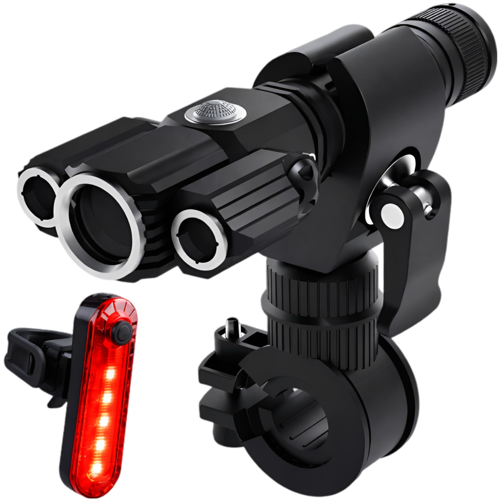 Juego de luces para bicicleta recargables, 3 luces LED superbrillantes con luz trasera, 500 lúmenes, aleación de aluminio, luces de bicicleta para conducción nocturna, 12 horas de funcionamiento, 2