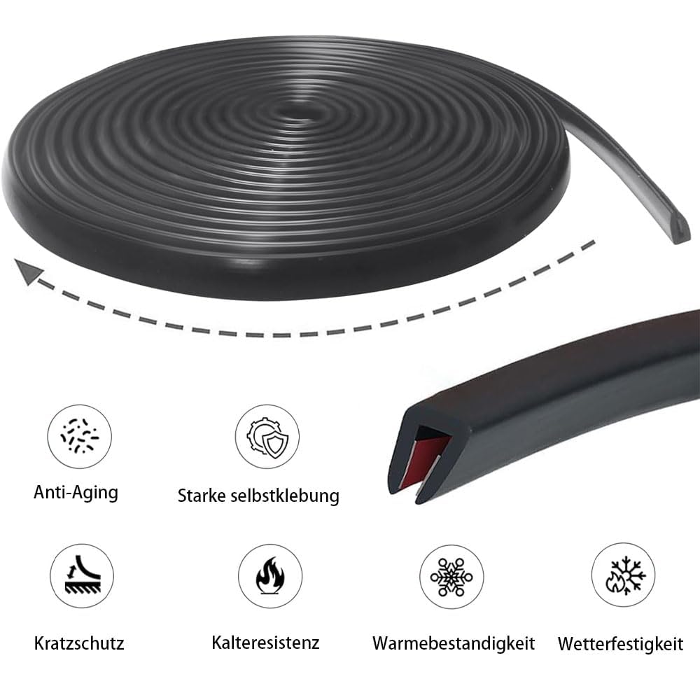 Autodeurrandbescherming 10 meter lekvrij rubber U-vormig - auto SUV MPV-deuren... | bol