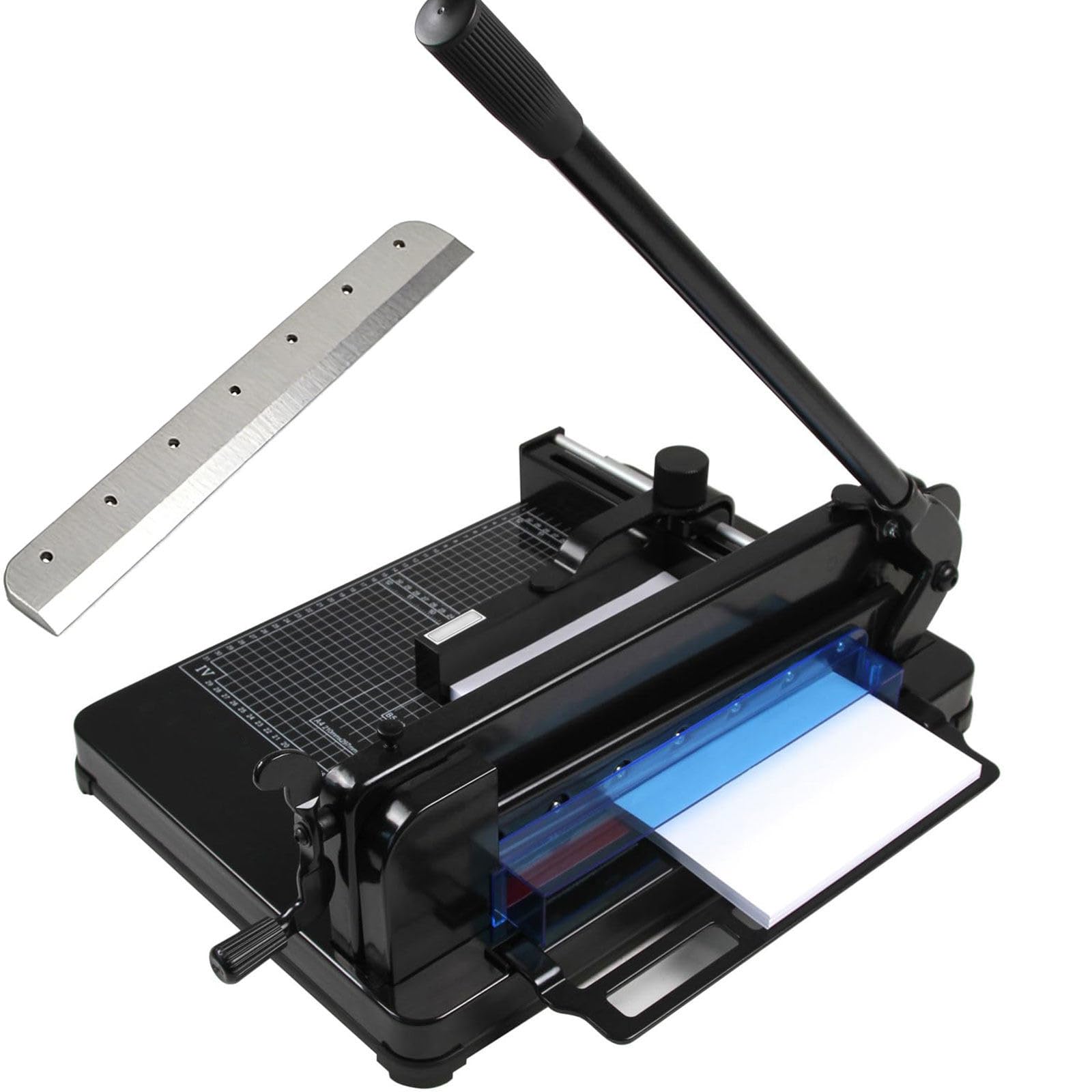 Taglierina Professionale per Carta A4/A3, capacità di Taglio Massima: 400 Fogli, Dotata di Lame da 315/440 mm, Doppio bloccaggio e Doppi meccanismi di Sicurezza A4+Blade*1