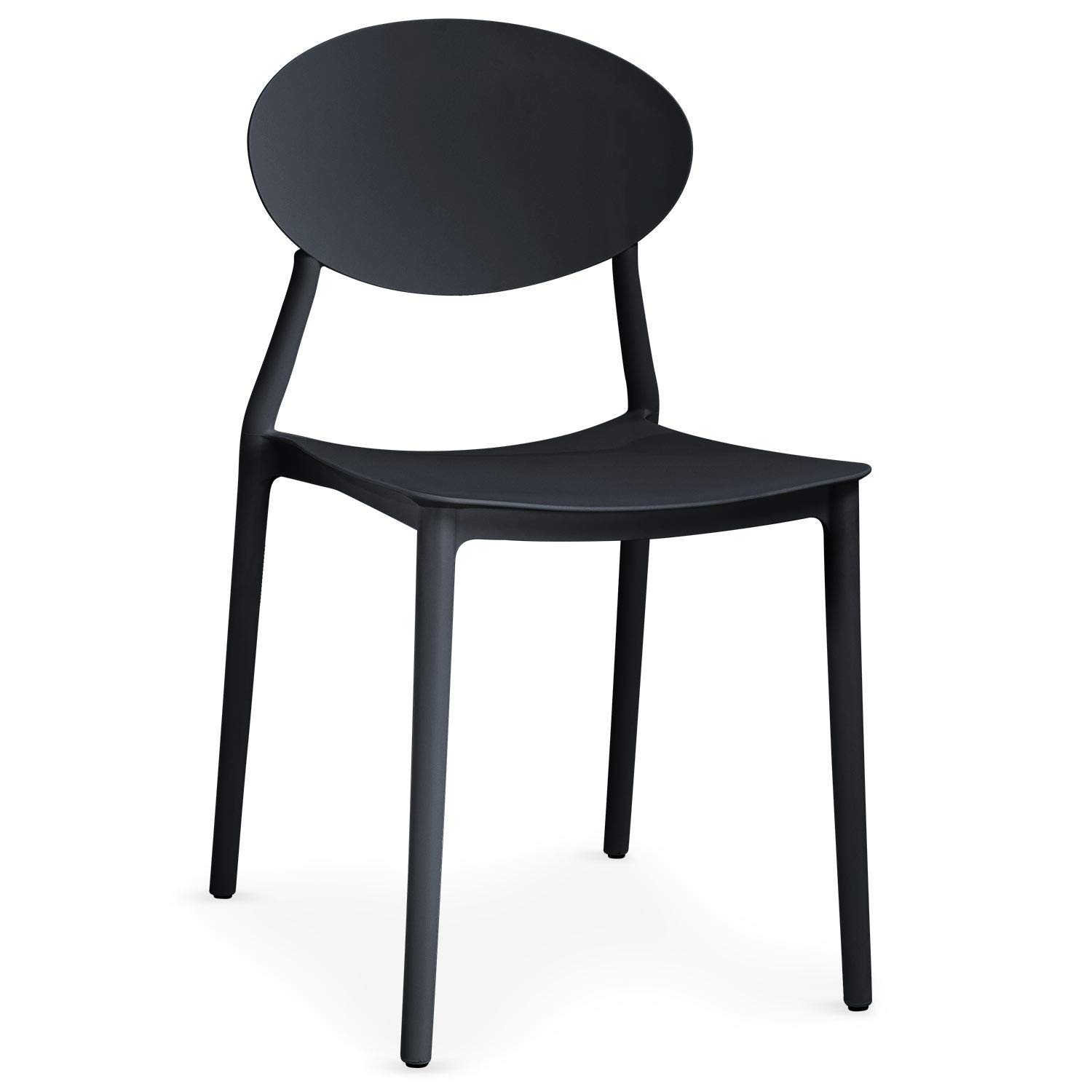 Menzzo Lot de 4 Chaises Empilables Balagan en Polypropylène Noir - Design Moderne, Idéales Salle à Manger et Cuisine