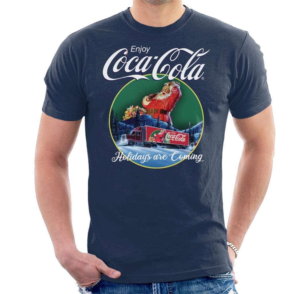 Coca Cola Holidays are Coming Truck Men's T-Shirt Navy Blue