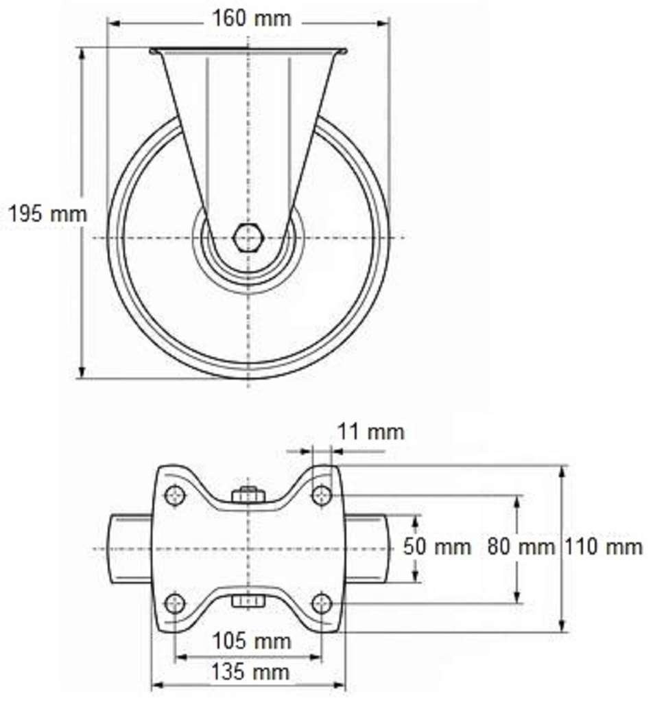 1 Satz 160mm Blue Wheels Lenkrollen mit Bremse/Feststellbremse + Bockrollen Transportrollen Blau 300kg / Rad - INDUSTRIEQALITÄT (2x Brems + 2x Bock)