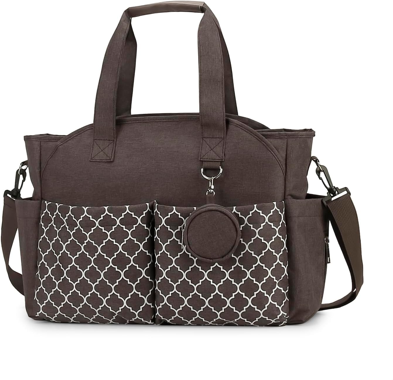Sac fourre-tout imperméable multi-poches avec étui à tétine amovible, marron