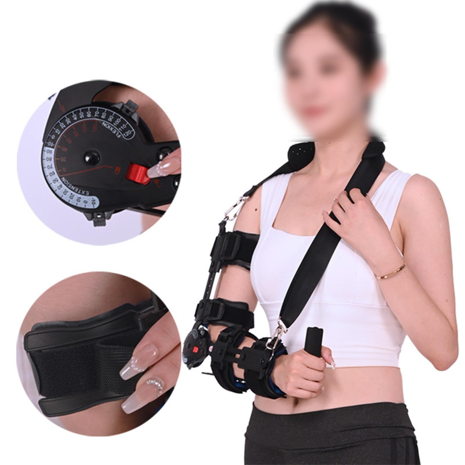 Codera con Bisagras con Portabrocas Ajustable, Soporte Fijo Para Articulación de Codo Para Recuperación de Lesiones en El Brazo, Cabestrillo de Soporte Para Codo en Antebrazo Fractura,left