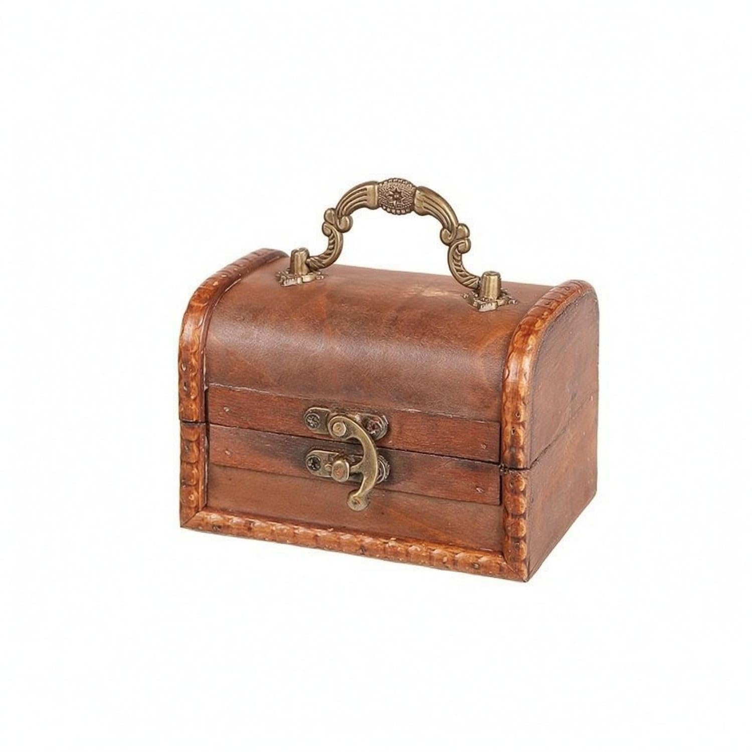 Hinged Lid Vintage Storage Box Metal Corner Trim Vintage Storage Chest, Distressed YLW - B-image-10