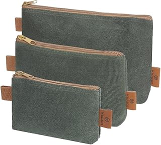 FIREDOG Canvas Zipper Pouch, Tool Pouch Organizer, 16OZ Waxed Canvas Small Zipper Bag Pouch,Water Resistant for Storage Pouches(Green)