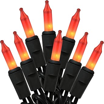 HISHINY Orange Halloween Lights,100 Count Incandescent Lights String with Black Wire,Ideal Outdoor Indoor Halloween Decorations Lights for Patio Home Party,UL Certified 21feet