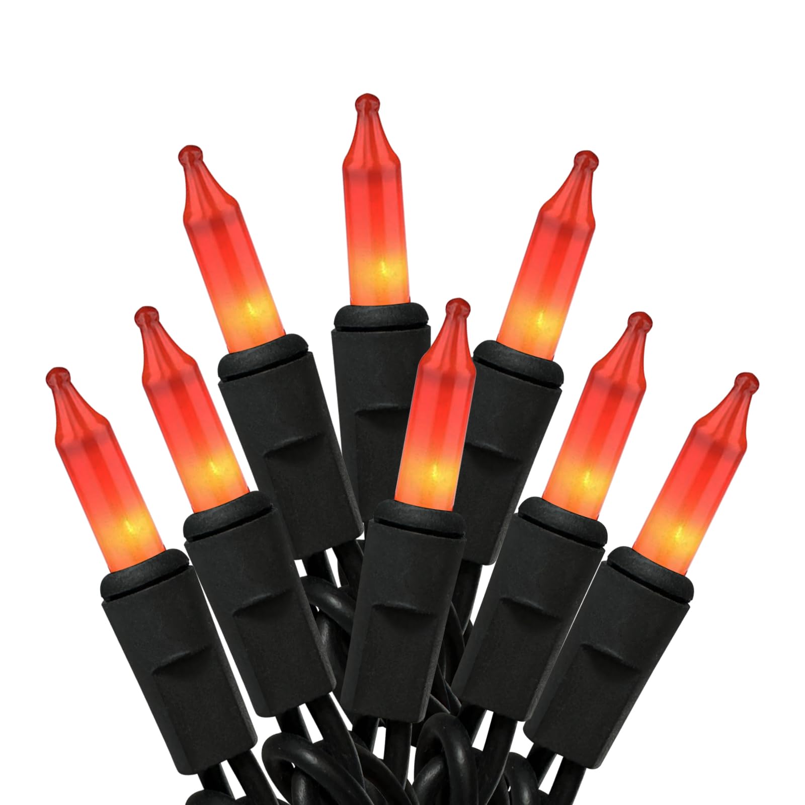 HISHINY Orange Halloween Lights,100 Count Incandescent Lights String with Black Wire,Ideal Outdoor Indoor Halloween Decorations Lights for Patio Home Party,UL Certified (21feet)