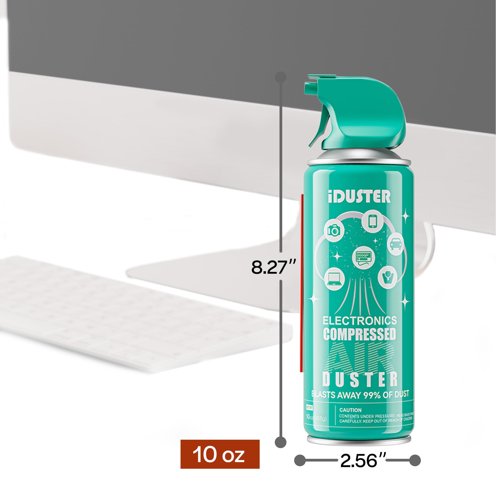 iDuster Spray de aire limpiador de teclado, aire enlatado para PS5, computadora, PC, teclado, electrónica, 3 unidades (10 onzas)