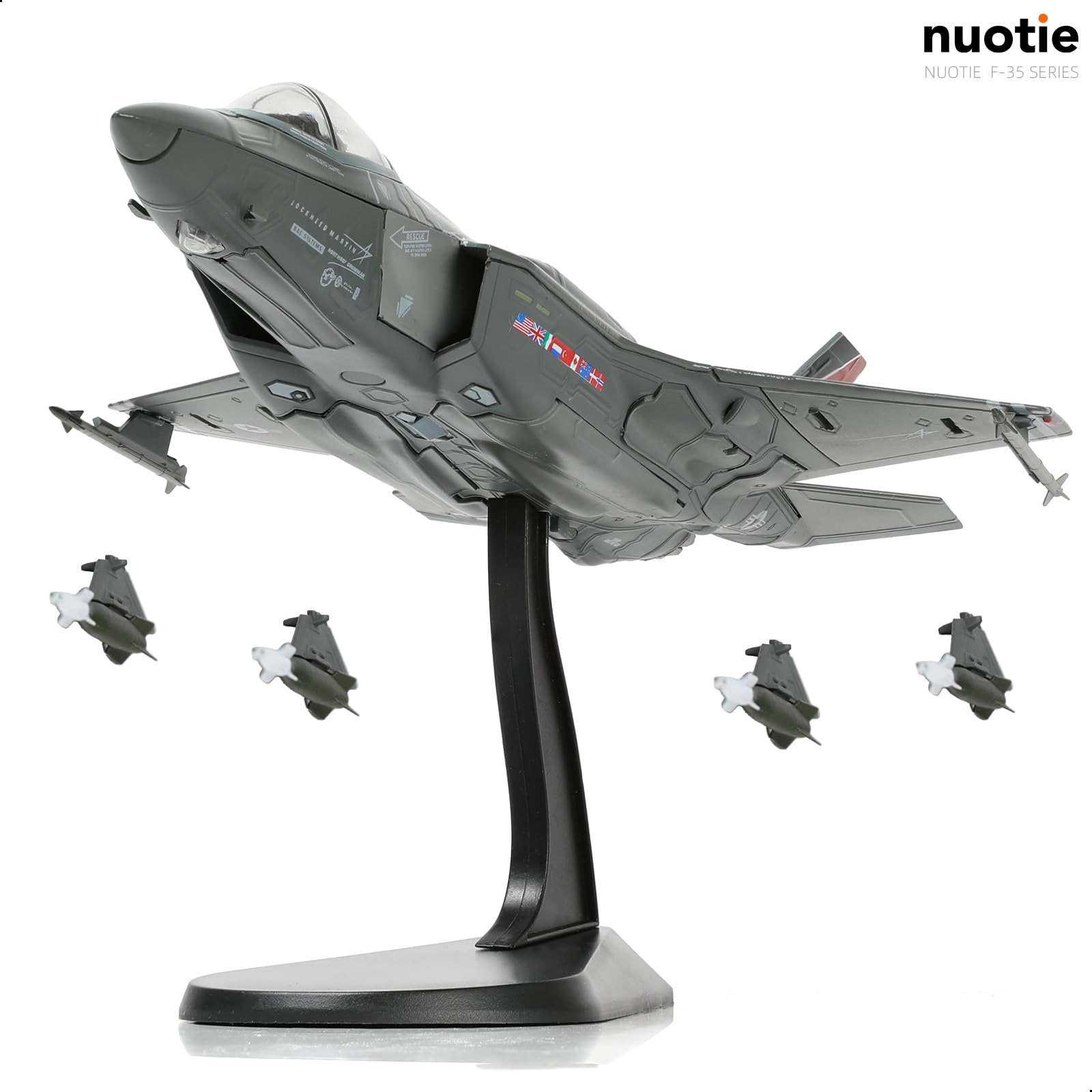 NUOTIE 1/72 F-35A Lighting II Fighter Aircraft Model Fighter U.S. Airforce AF-01 Modello di aereo pressofuso con espositore Squadrone F35A Flight Mode (AF-01) Collezione di modelli regalo per adulti