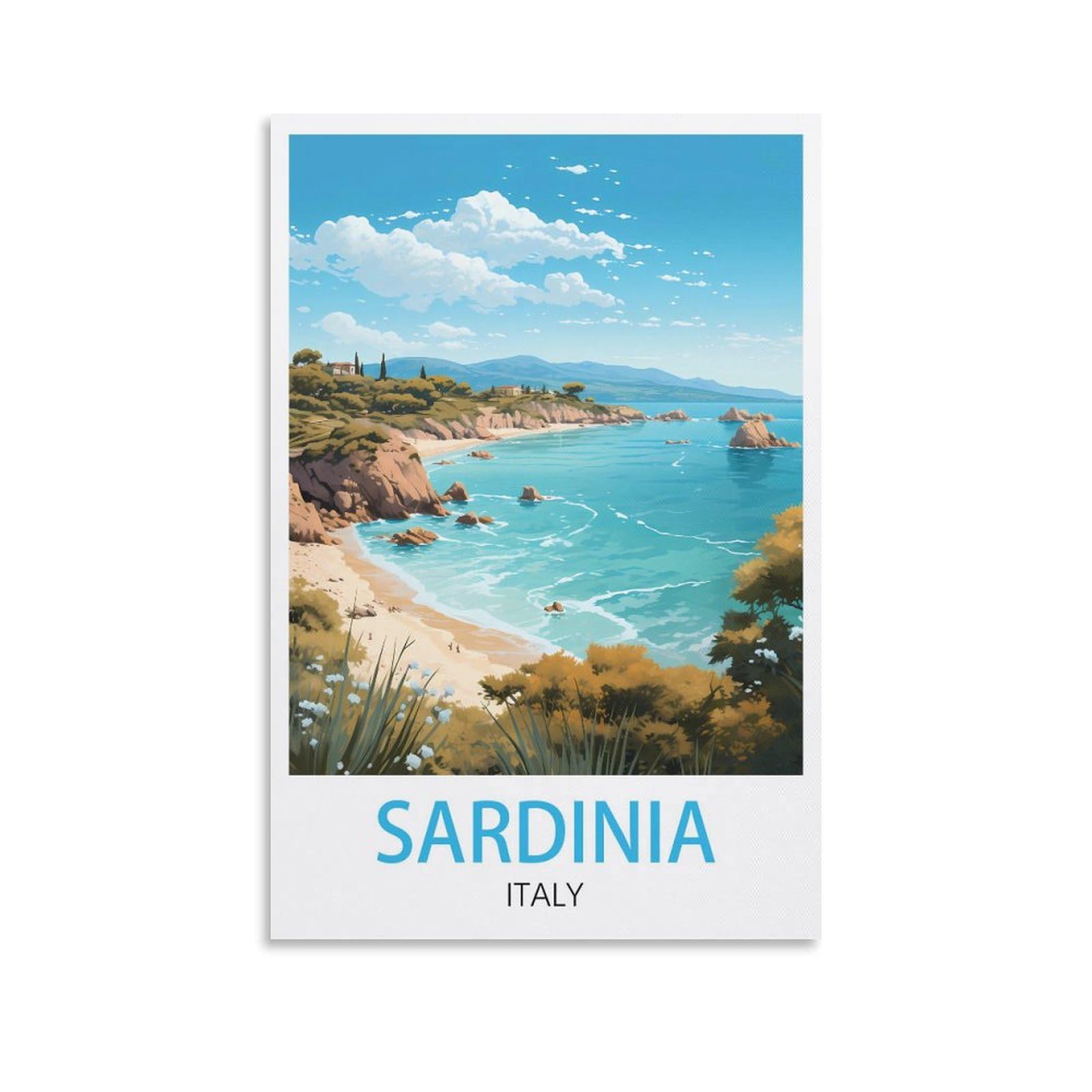 Ngenic Unframe-Style Sardinia Italy Vintage Travel Poster 08X12inch(20X30cm) Art Canvas Print For Living Room Bedroom Home Decoration Modern Art