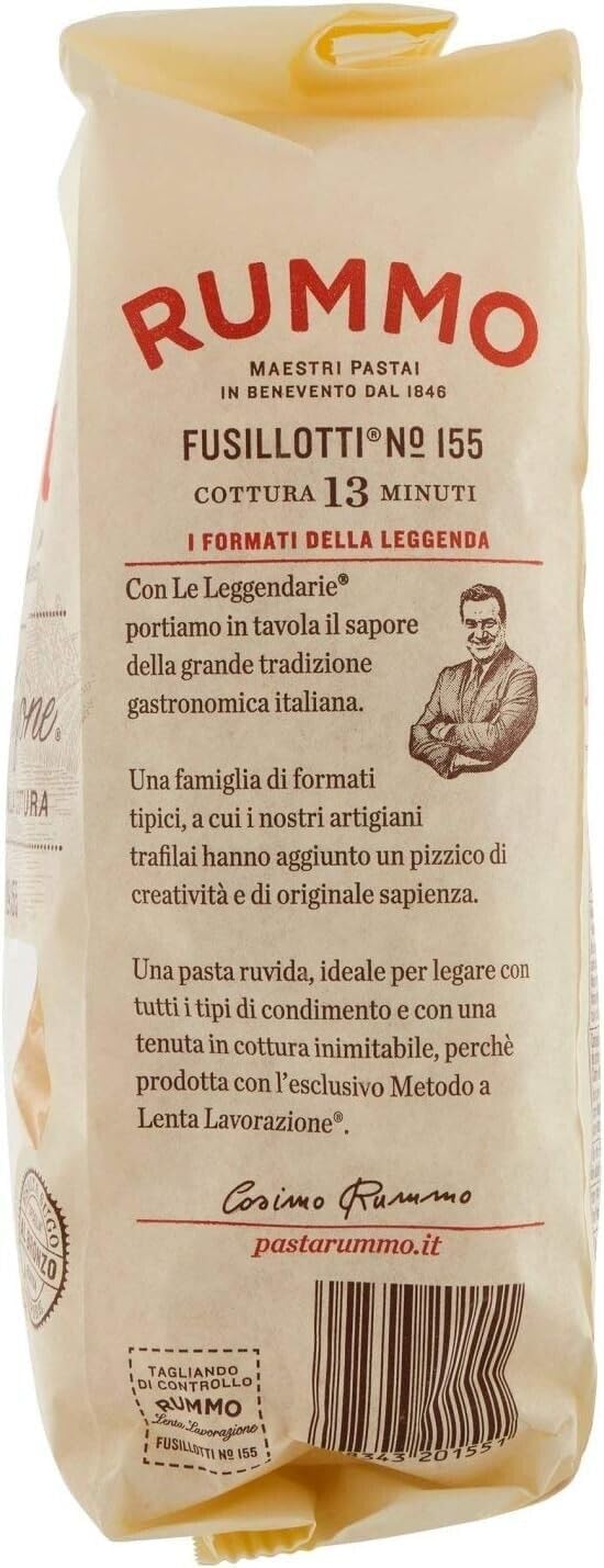 24x Rummo Pasta Fusillotti N°155, Nudeln aus Hartweizengrieß,Italienische Pasta 500g + Beni Culinari Kostenloser Schlüsselanhänger