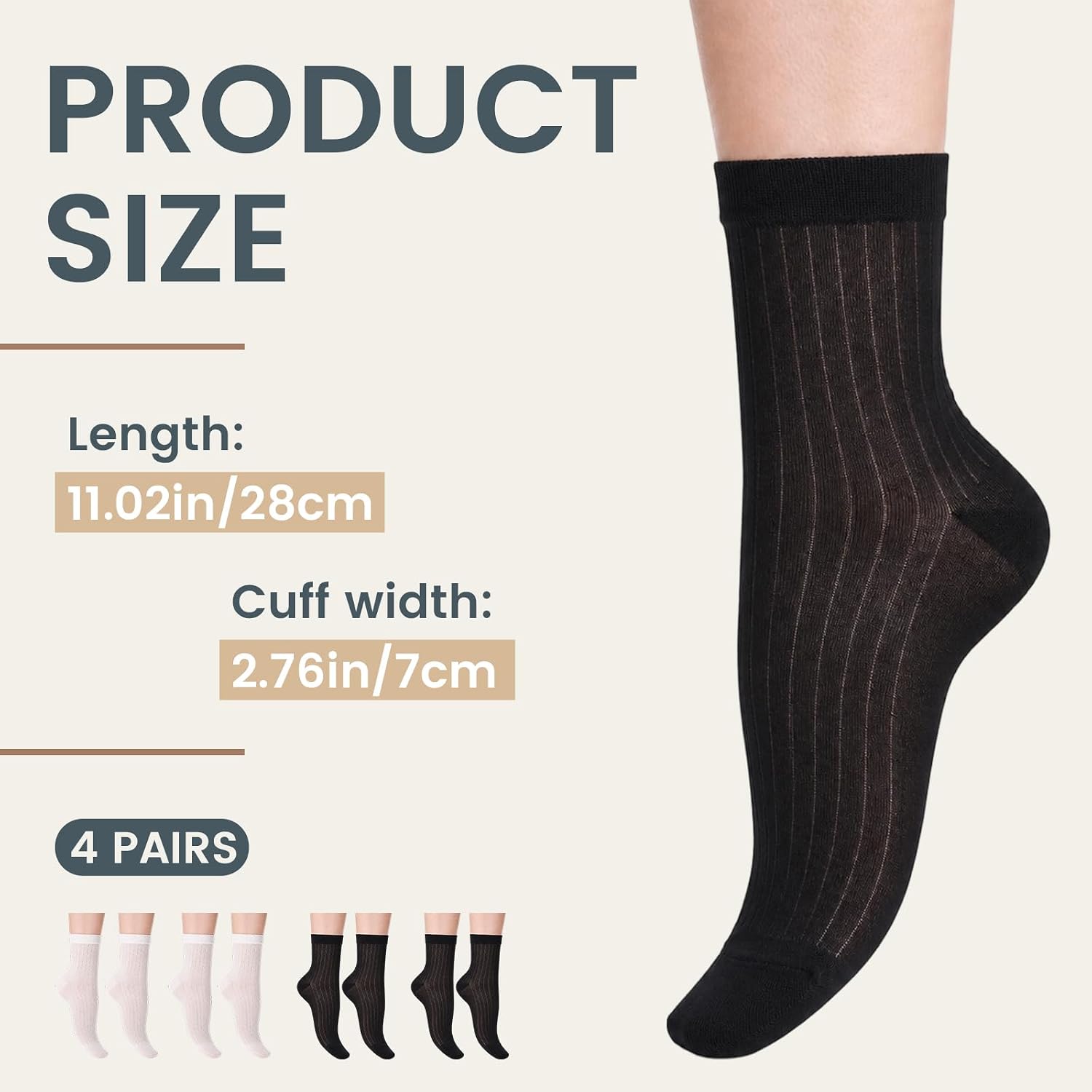 4 Pairs Men's Liner Socks Silk Thin Dress Socks, Mulberry silk Sock