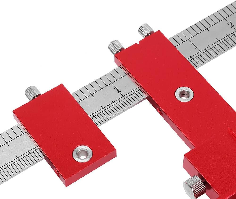 Red Aluminum Alloy Metric/Inch Cabinet Hardware Jig 4mm 5mm Drill Guide Cabinet Handle Template Jig