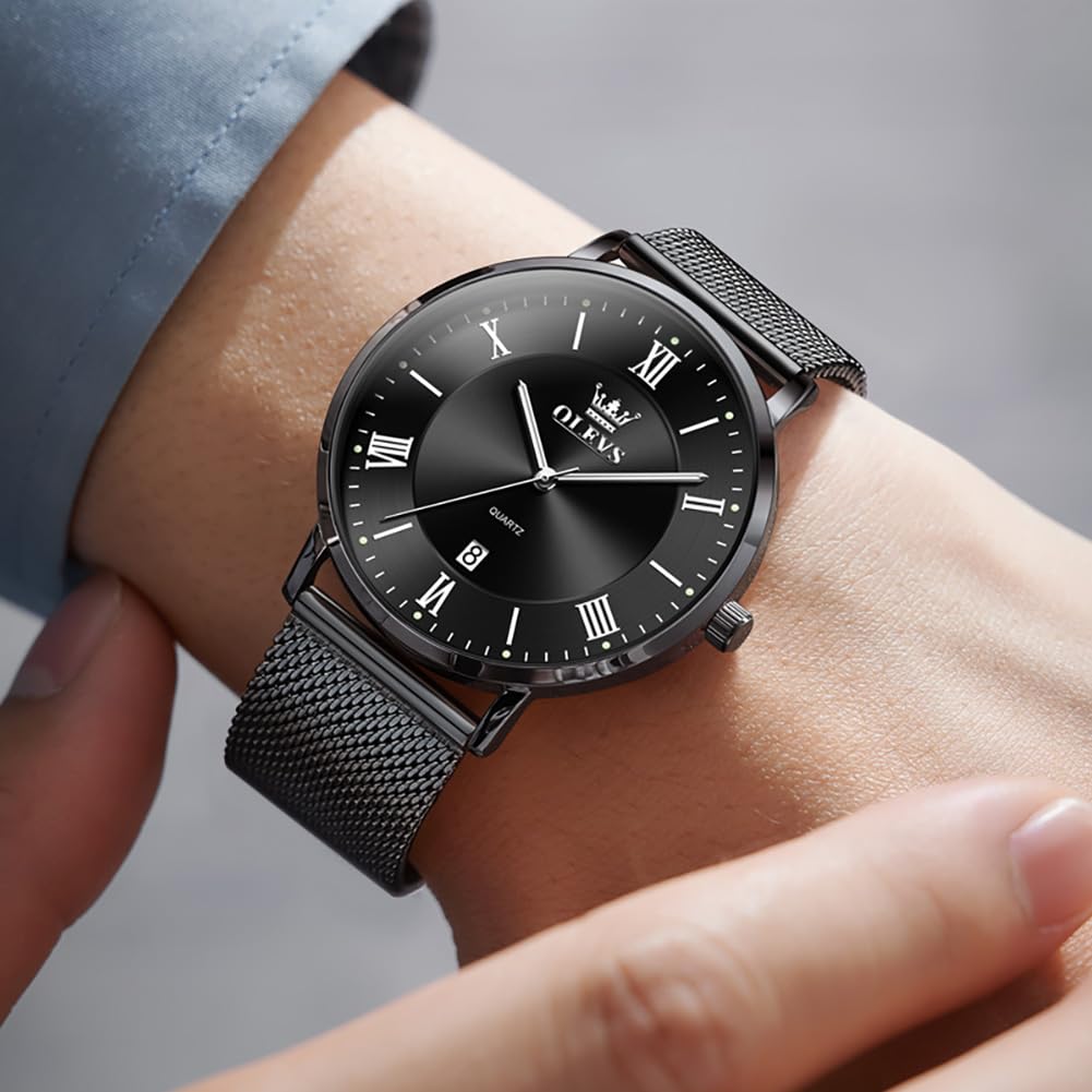 OLEVS Mens Gold Watches Analog Quartz Business Dress Watch Day Date Stainless Steel Classic Luxury Luminous Waterproof Casual Male Wrist Watches