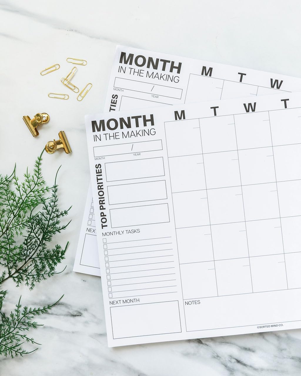 Sorted Mind Co, calendario da scrivania e agenda mensile, 24 fogli grandi da strappare, formato A3 (29,7 x 41,9 cm), agenda non datata per ufficio, casa e studenti, organizer per obiettivi, attività e