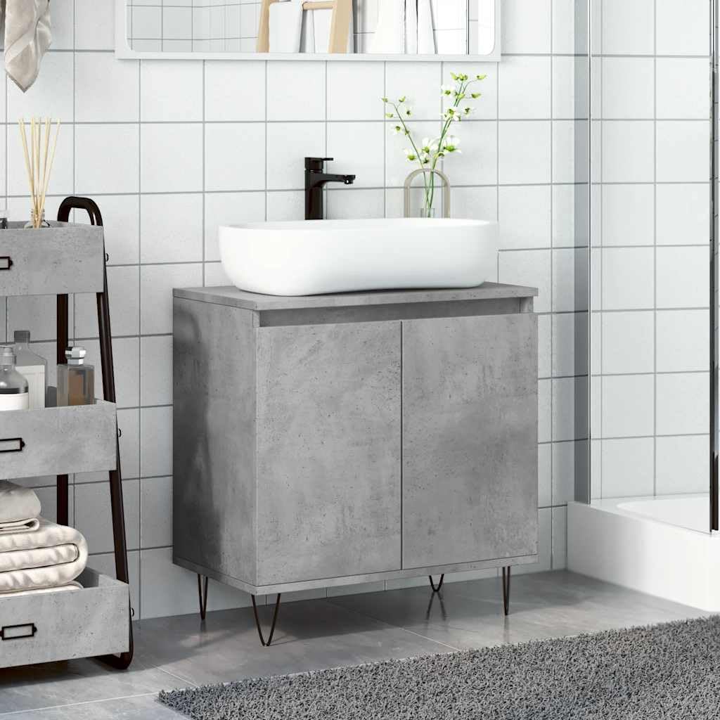 Armadietto da bagno grigio cemento, 58 x 33 x 60 cm, in legno