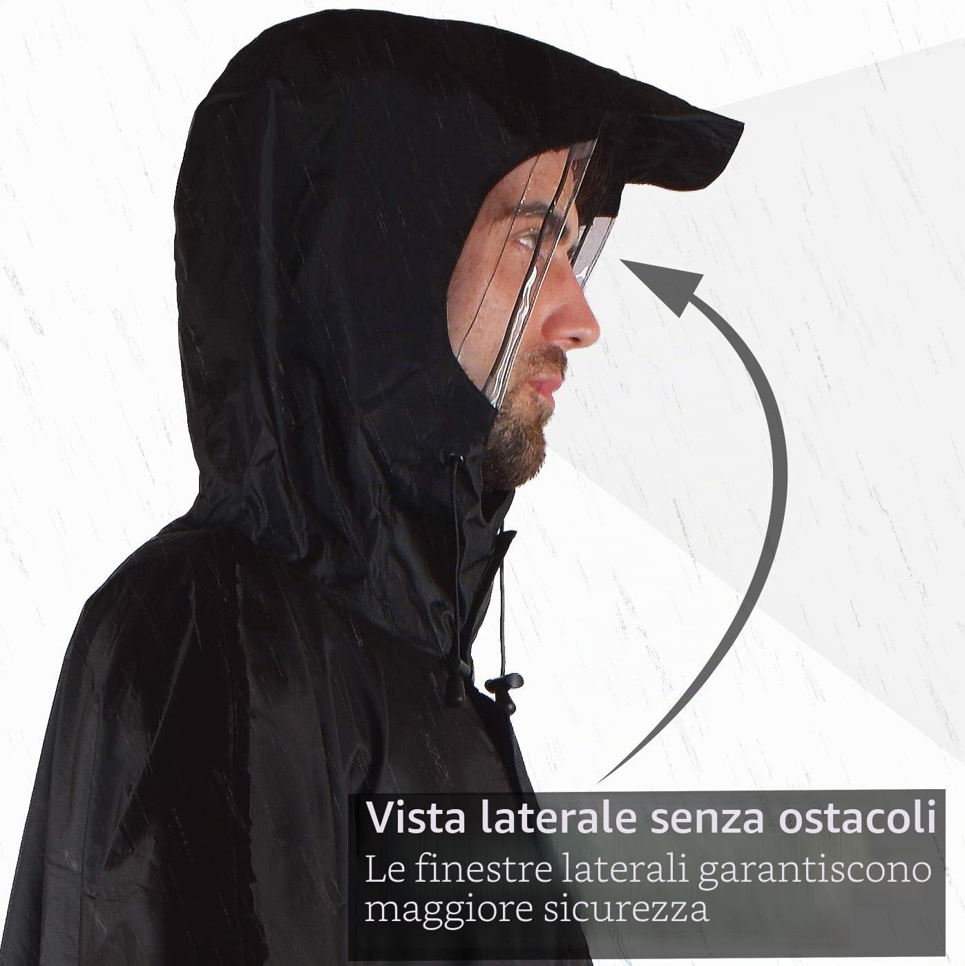 Outdoro RP-10-SW, Poncho antipioggia giacca antipioggia con mantella antipioggia Uomo, 155-195