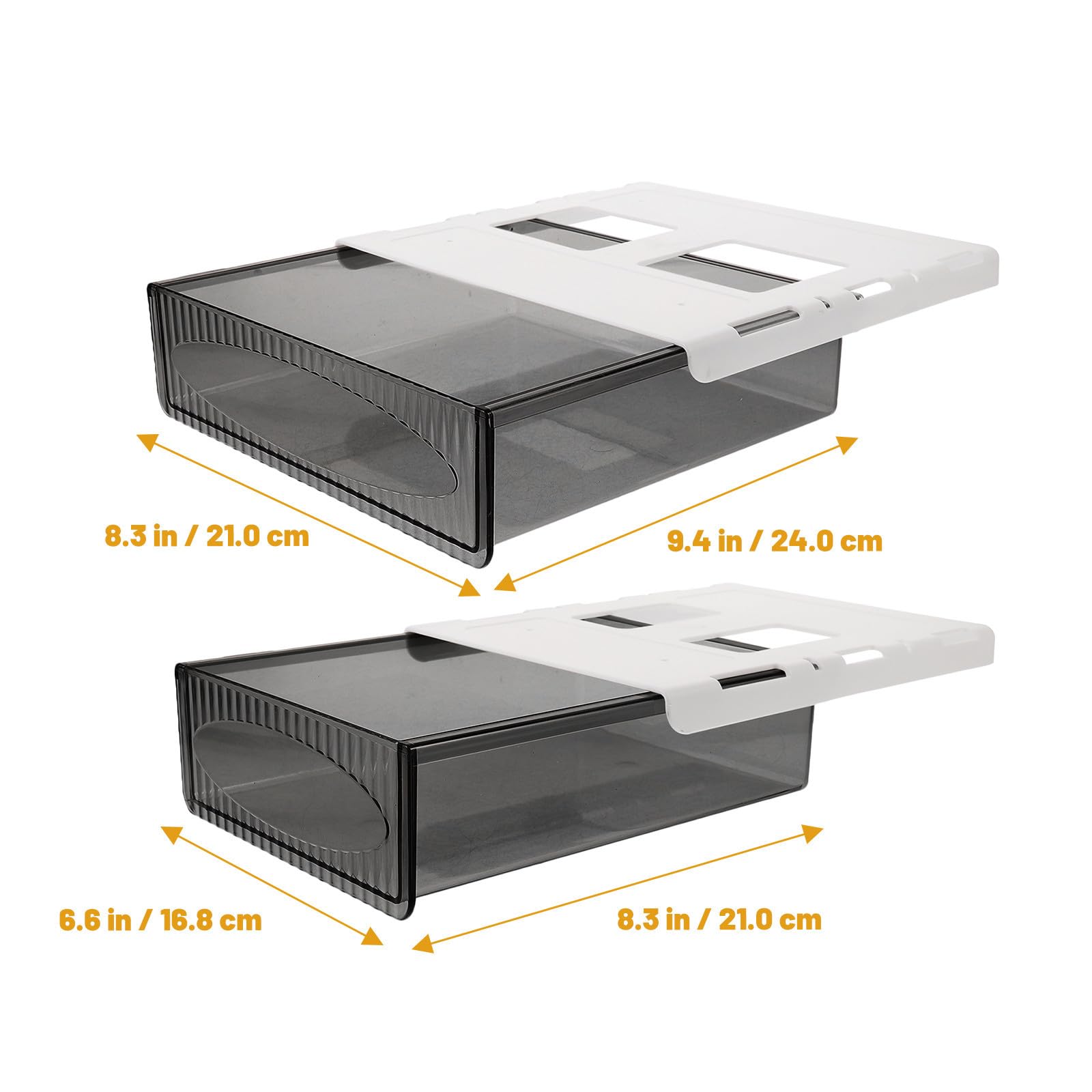 CRAFTHROU 2 Cajones Adhesivos de Plástico Negro para Organizadores de Escritorio Gran Capacidad y Resistencia al Desgaste, Ideales para Oficina y Tocador