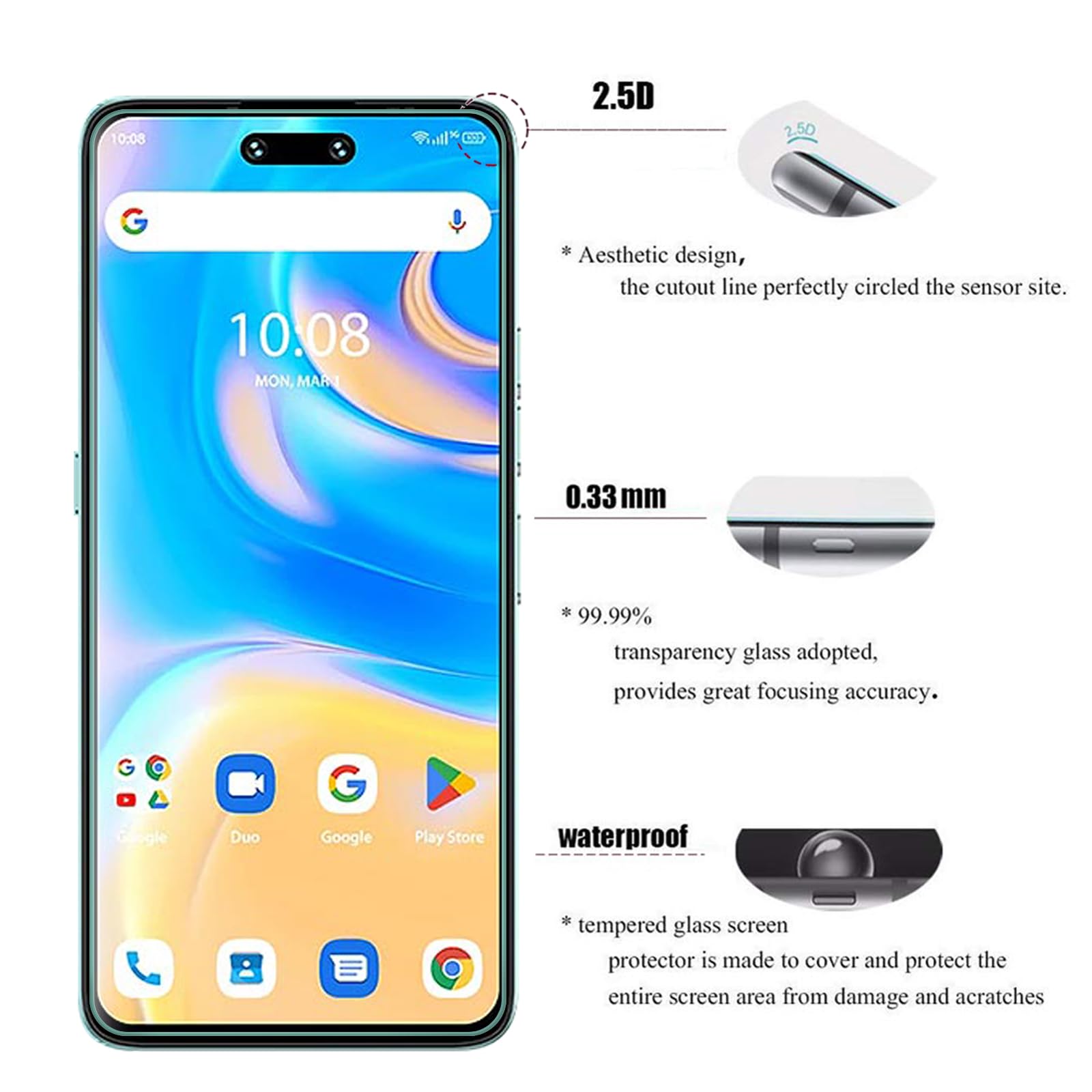 AOKUMA [2 Pezzi Pellicola Vetro Temperato per Motorola Moto G22