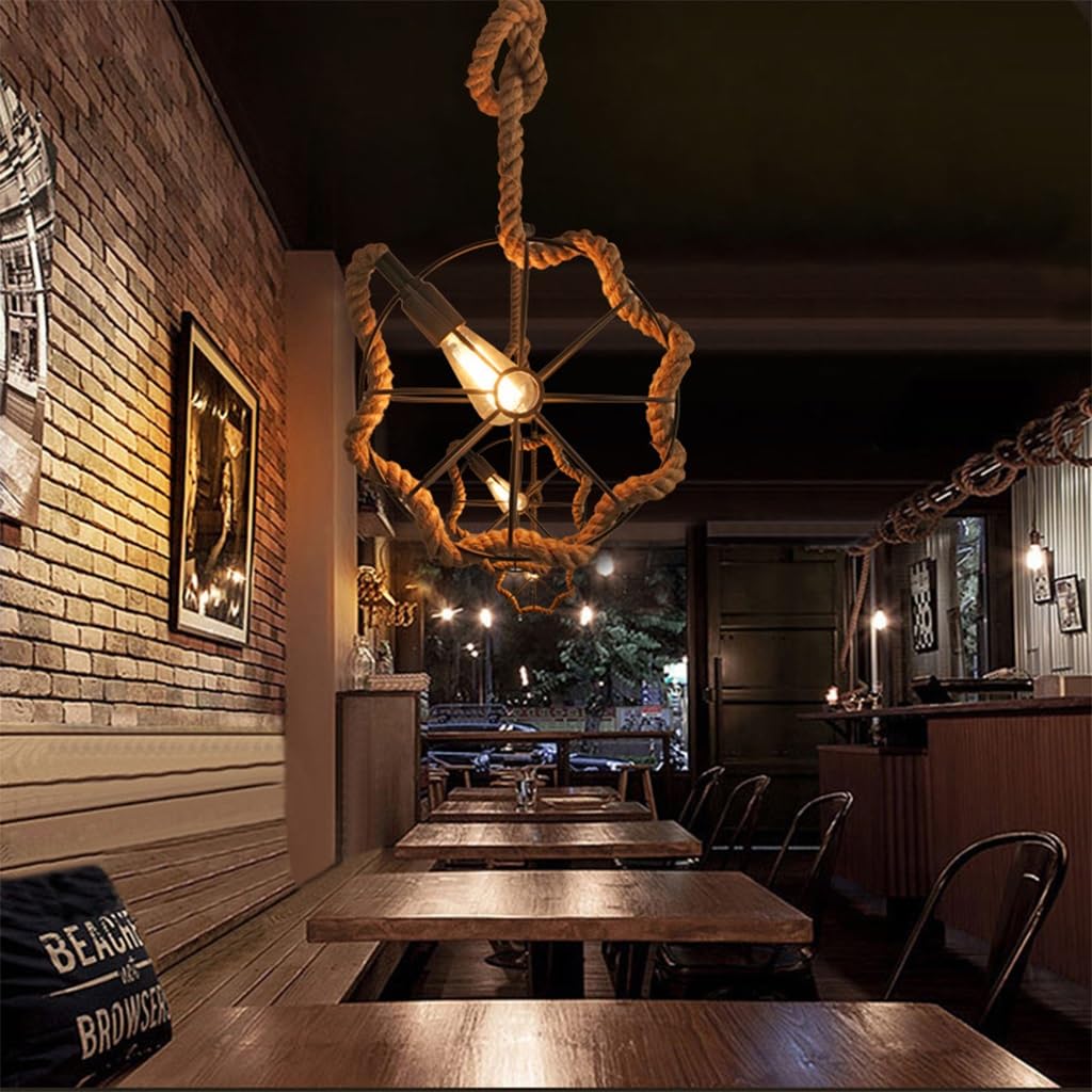 Lámparas de araña retro e27 lámparas de araña esféricas de arte cabeza industrial negra de hierro fundido de una sola cuerda suspensión de diamantes de marihuana y otros restaurantes y bares de café