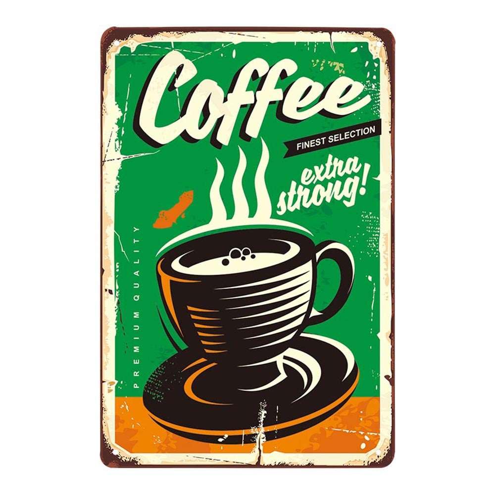Juego de 4 placas de metal retro vintage con diseño de café
