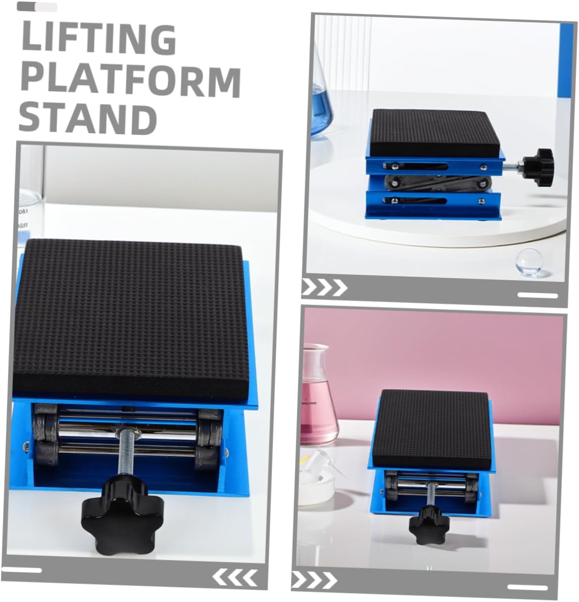 Veemoon Aluminum Lab Scissor Lift Jack Stand Platform Shock Absorbing Sponge Height Sliding Woodworking Tool
