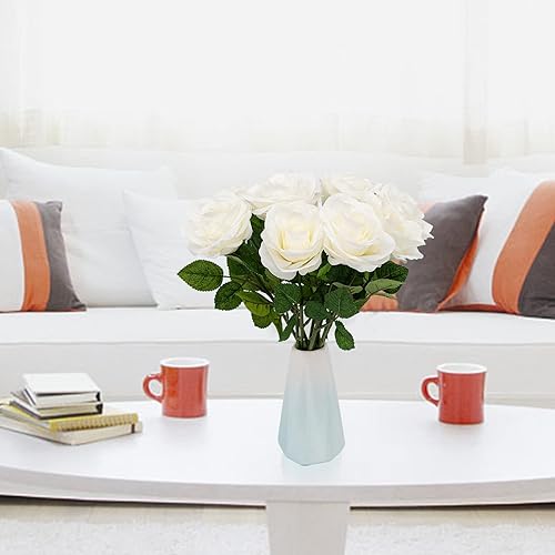 Miniatura 6 de Softflame Flores artificialesfalsassintéticas, color blanco rosa, 10 unidades para bodas, hogar, fiestas, restaurantes