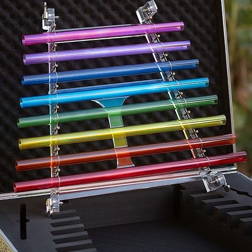 Miniatura 5 de TFECOM Arpa de cristal arcoíris con maleta de aluminio tecla C 8 notas C5 D5 E5 F5 G5 A5 B5 C6 instrumento musical de curación perfecta para terapia