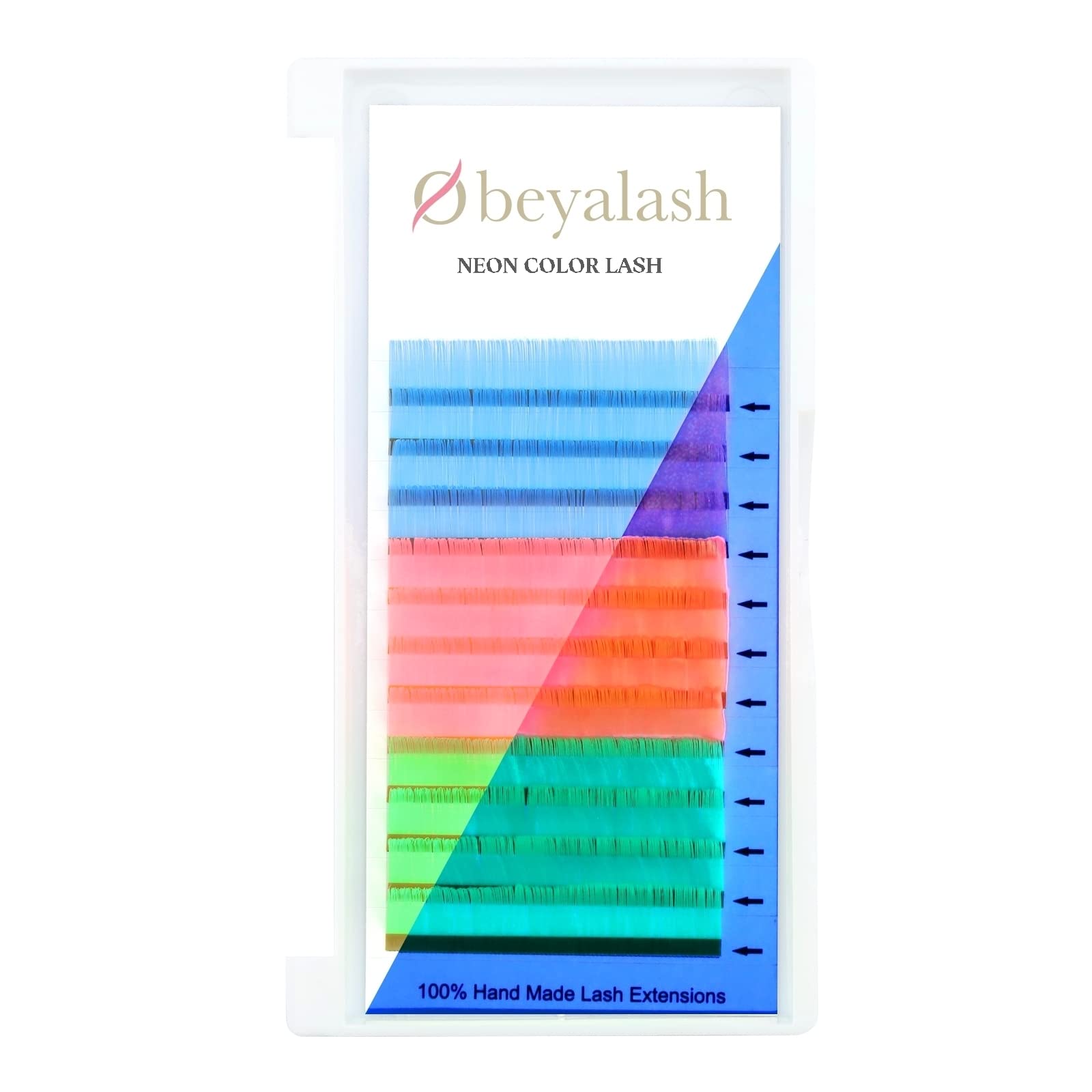 Neon Colored Lash Extensions Glow Under UV Light Lash Extensions Trays Neon Pink Green Blue Color Eyelash Extension UV / Neon Color Lash Extensions 0.07 D 14mm Sold By Obeyalash (0.07 D 13mm)