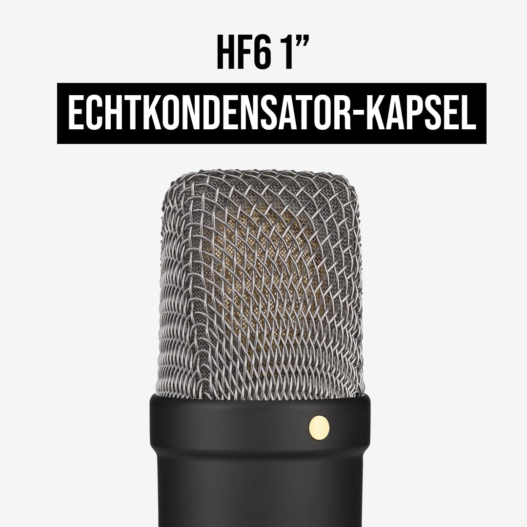 RØDE NT1 Signature Series Großmembrankondensatormikrofon mit Schockhalterung, Popschutz und XLR-Kabel für Musikproduktion, Gesangsaufnahmen, Streaming und Podcasting (Schwarz)