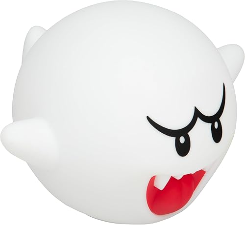 Paladone Super Mario Boo SquishyGlo Light - Lámpara de silicona con licencia oficial de Nintendo para niños y adolescentes, luz nocturna inalámbrica