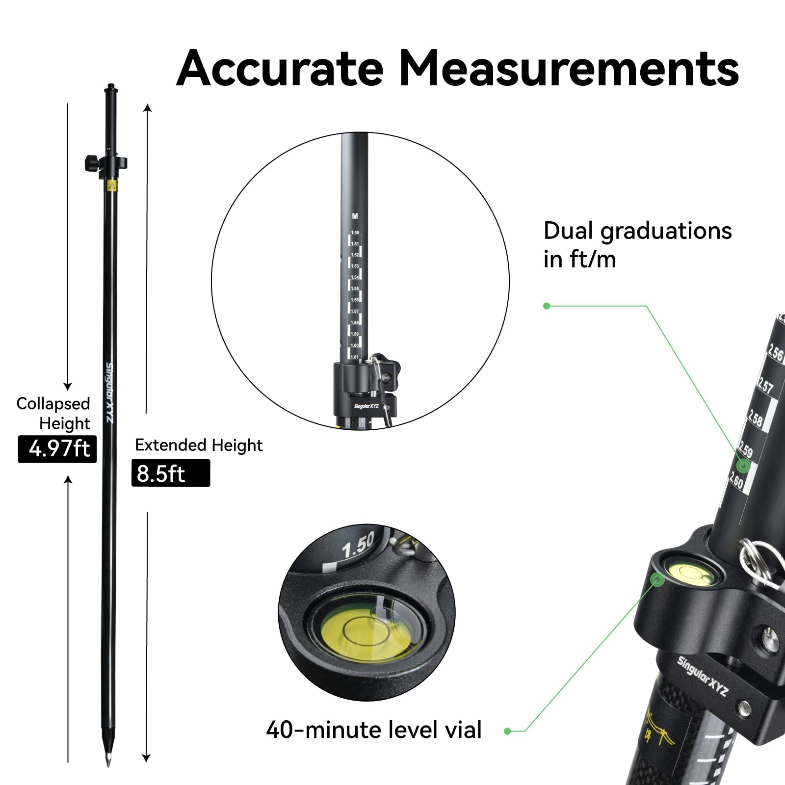 Carbon Fiber GPS Pole - Telescopic Surveying Pole -4