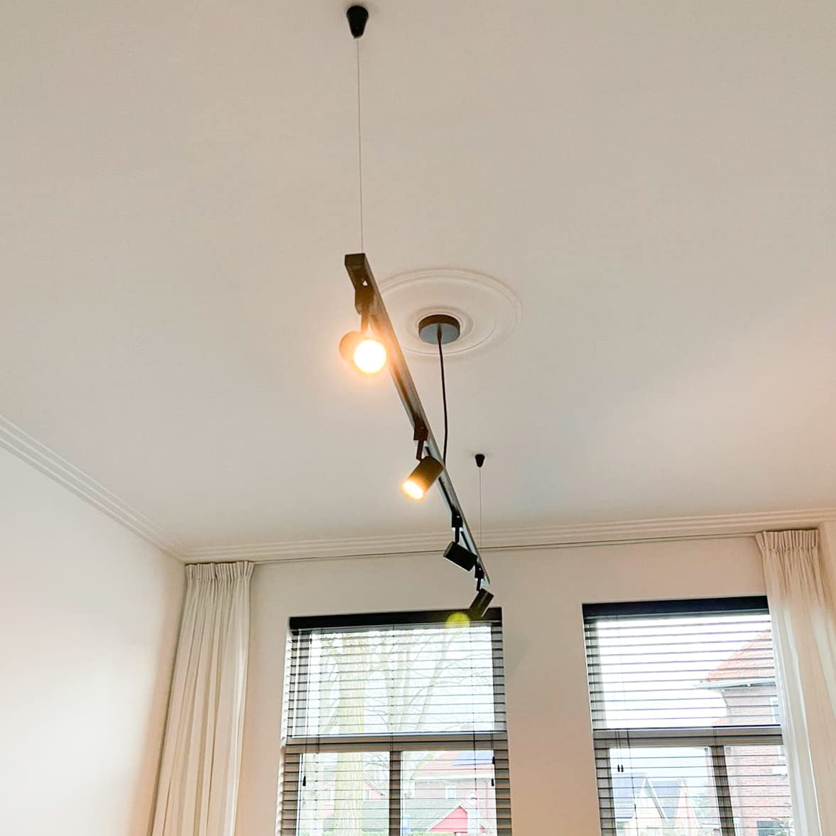 Qub Focus III Monophasé Luminaire Plafonnier LED – 300cm - 5x GU10 Spot Sur Rail - 3x 1m Barre de Spot Plafond – I-Form - Plafonnier intérieur Noir Moderne – Spots et Rails de Spots