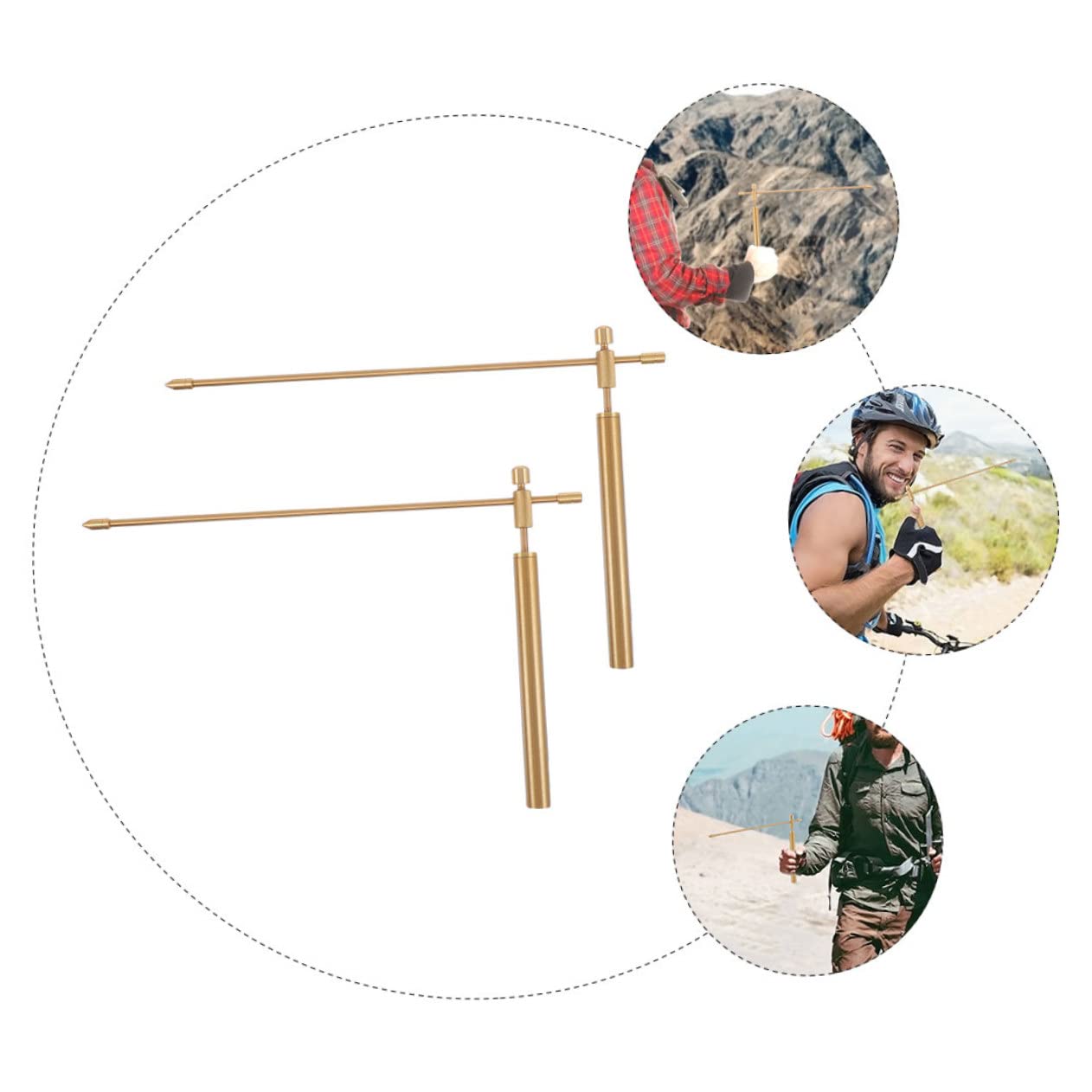 2pcs Portable Copper Dowsing Rods with Smooth Rotation Handles for Water Divining and Energy Detection Premium Copper Probe Rods for Feng Shui and Ghost Hunting