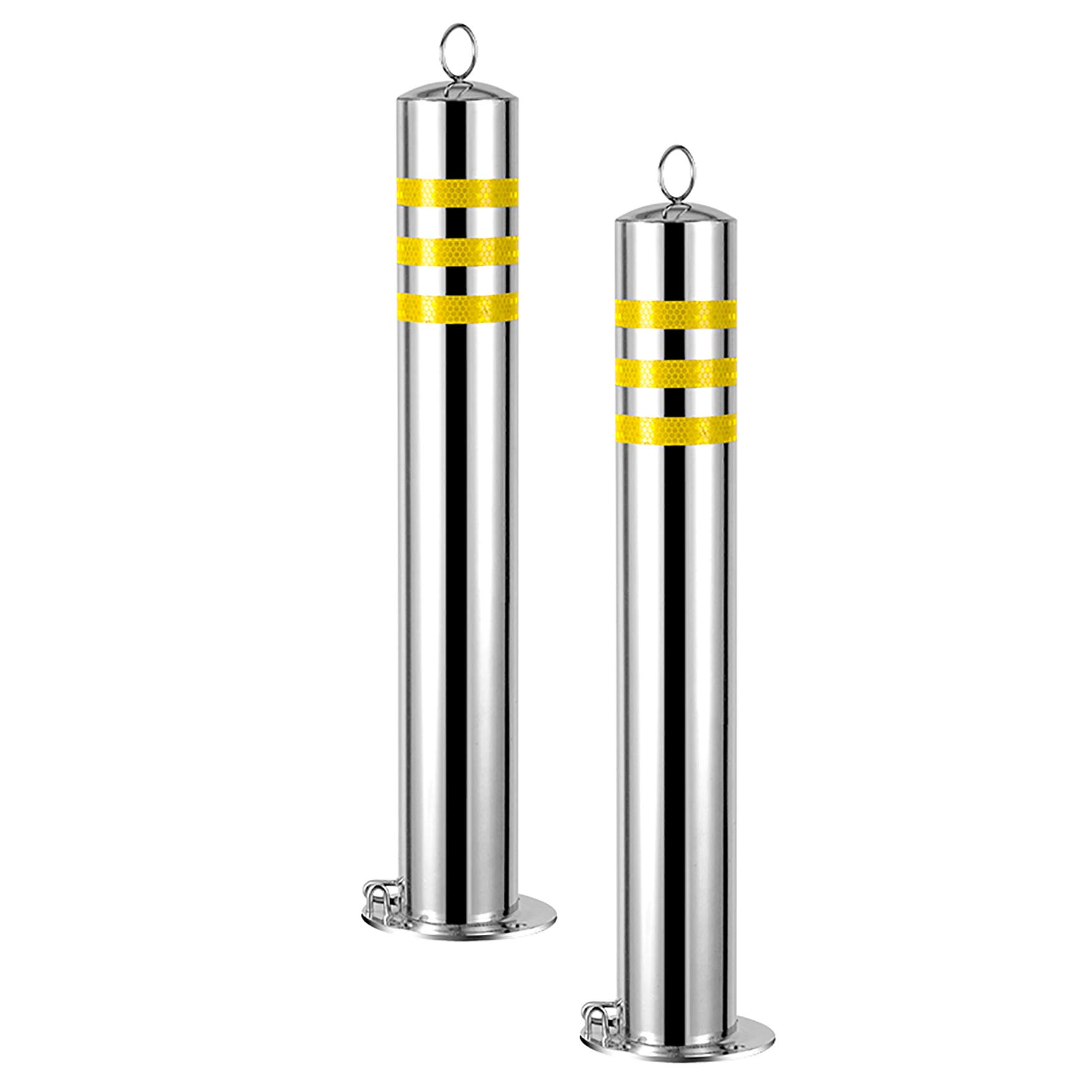 SnamicE 2pcs Parking Bollards Heavy Duty,Stainless Steel Parking Post Construction Sites Road Markings Or Street Poles Sturdy Durable,650 * 76mm/25.5 * 3in