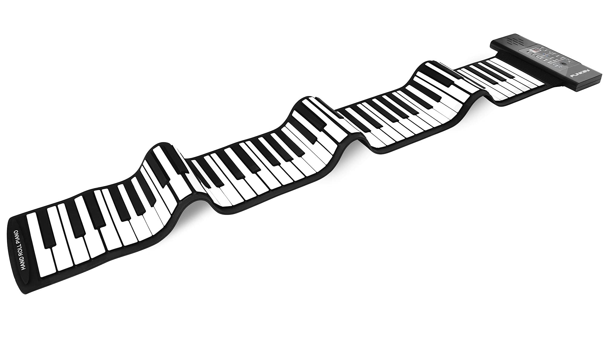 Funkey RP-88A Rollpiano (88 Tasten, Aufnahmefunktion, MIDI, 128 Sounds, 128 Rhythmen, 14 Demo Songs, Li-Ionen Akku, inkl. Netzteil und Sustain-Pedal) Schwarz