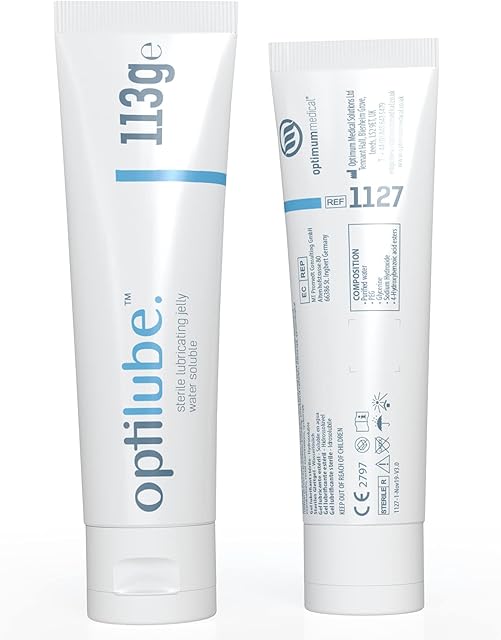 OptiLube Tubes - Sterile Lubricating Jelly for Insertion of Medical Devices in 5g, 42g, 82g, and 113g Tubes, Water Soluble Lubricant with Easy-to-Use Flip Cap (113g x 1)