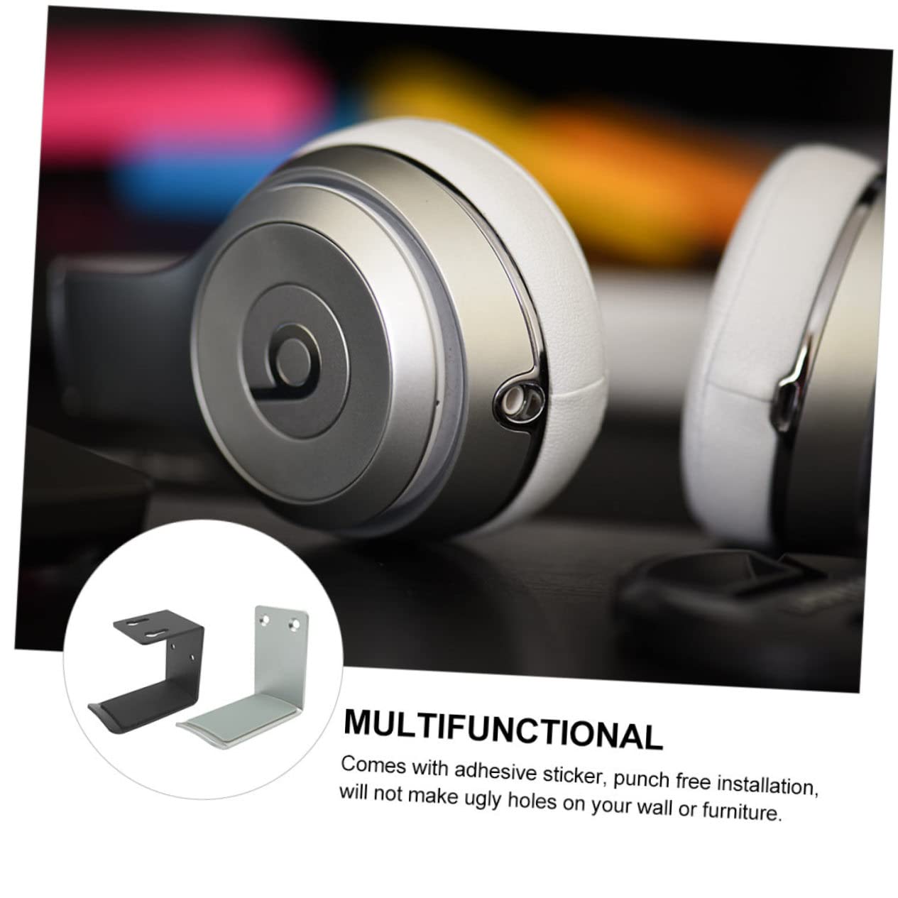 jojofuny 6pezzi Supporto Per Cuffie Lega Di Alluminio Da Montaggio Senza Perforazione Compatibile Con Cuffie over Ear e Archetto Struttura Resistente e Antiscivolo Design Elegante Per