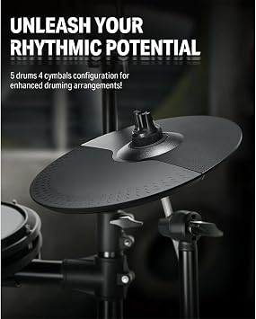 Electric Drum Kit With Quiet Mesh Drum Pads 2 Cymbals W/Choke 31 Kits And 450 Sounds 50 Demo Songs Beginners Electronic drums