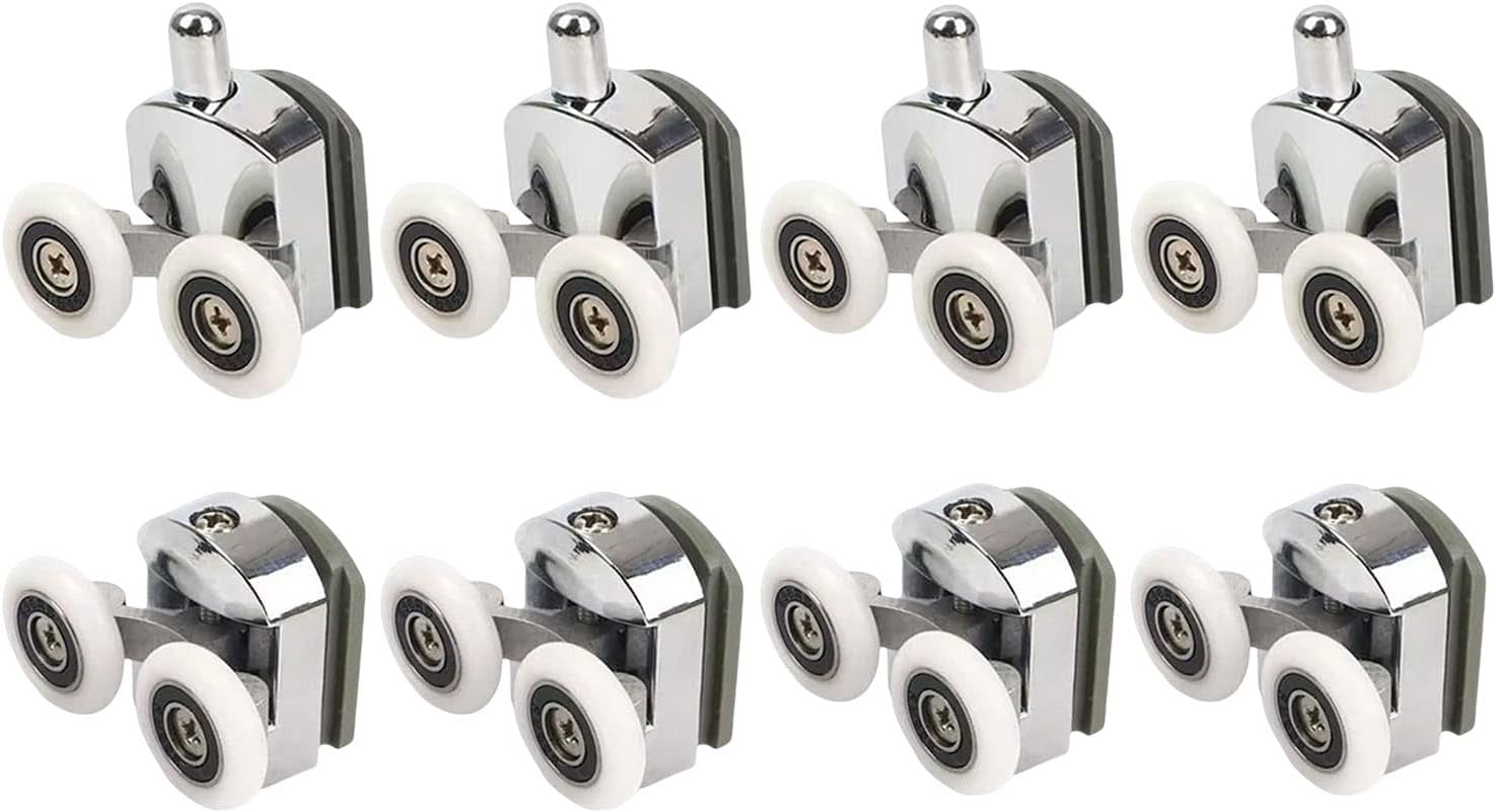Replacement Shower Door Fixing Wheels 23mm in Chrome 4x Top & 4x