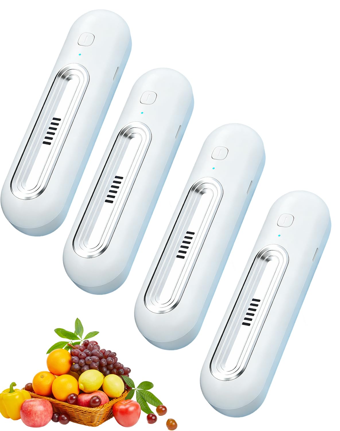 Ozoori Fridge Deodorizer Odor Eliminator, Rechargeable Odor Eliminator for Fridge, Operates Without Filters, Dual Mode, Compact Cordless, Neutralize Refrigerator Odors and Keep Food Fresh (4 PCS)
