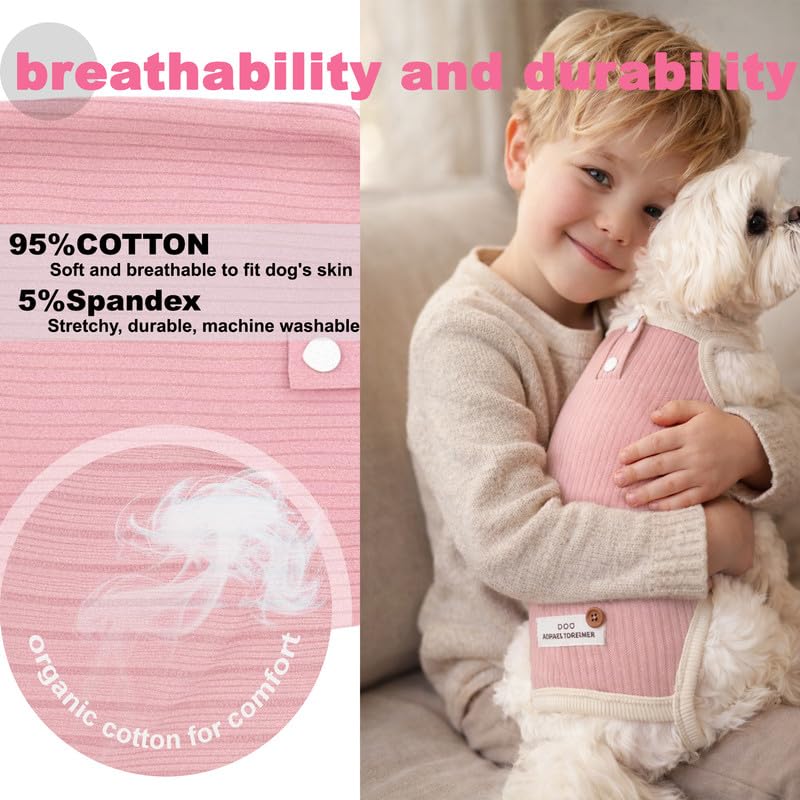 Image of Dog Recovery Suit Dogs Onesie for Surgery Protective Post-Surgery Suit Female for Small Dogs & Puppy Pink Pink Size L