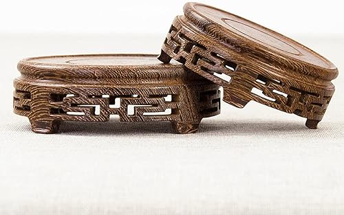 Miniatura 4 de Patrón de espalda china Base redonda Ala de pollo Madera Negro Catalpa Madera Adornos para el hogar Florero Maceta Soporte de exhibición Tallado