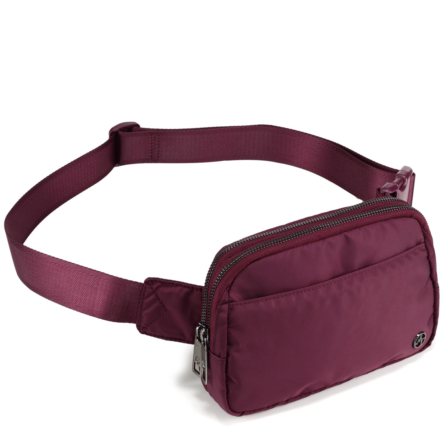 Pander Everywhere Belt Bag for Women, 5 Zipper Pockets Nylon Crossbody Fanny Pack Purse (Red Merlot)