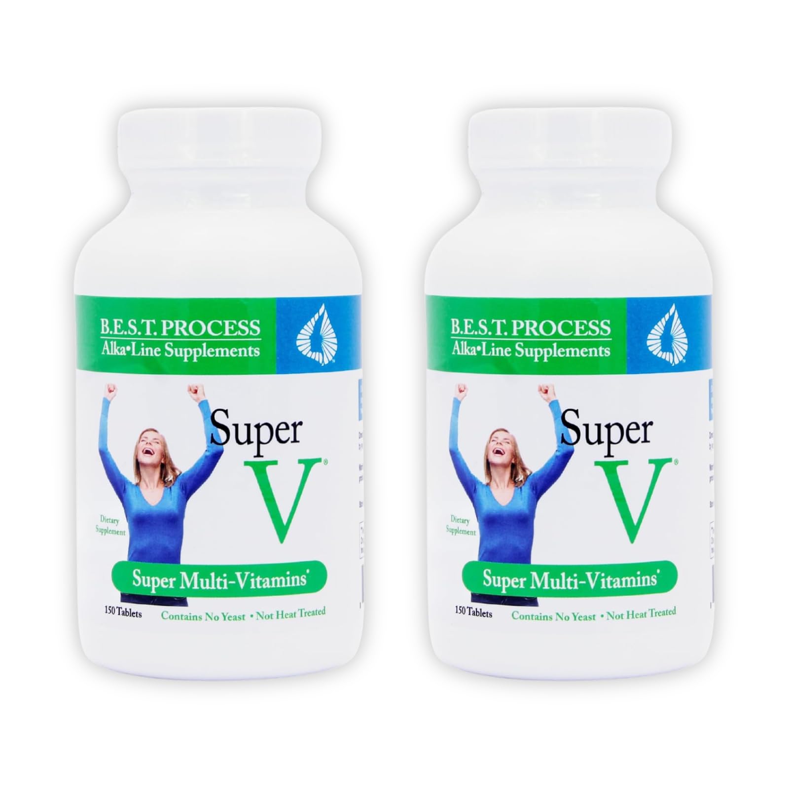 SuperV (2 Pack) Best Process AlkaIine — Energizing & Detoxifying Multivitamin — Vitamins & Minerals with Digestive Enzymes, Superfoods and Herbs