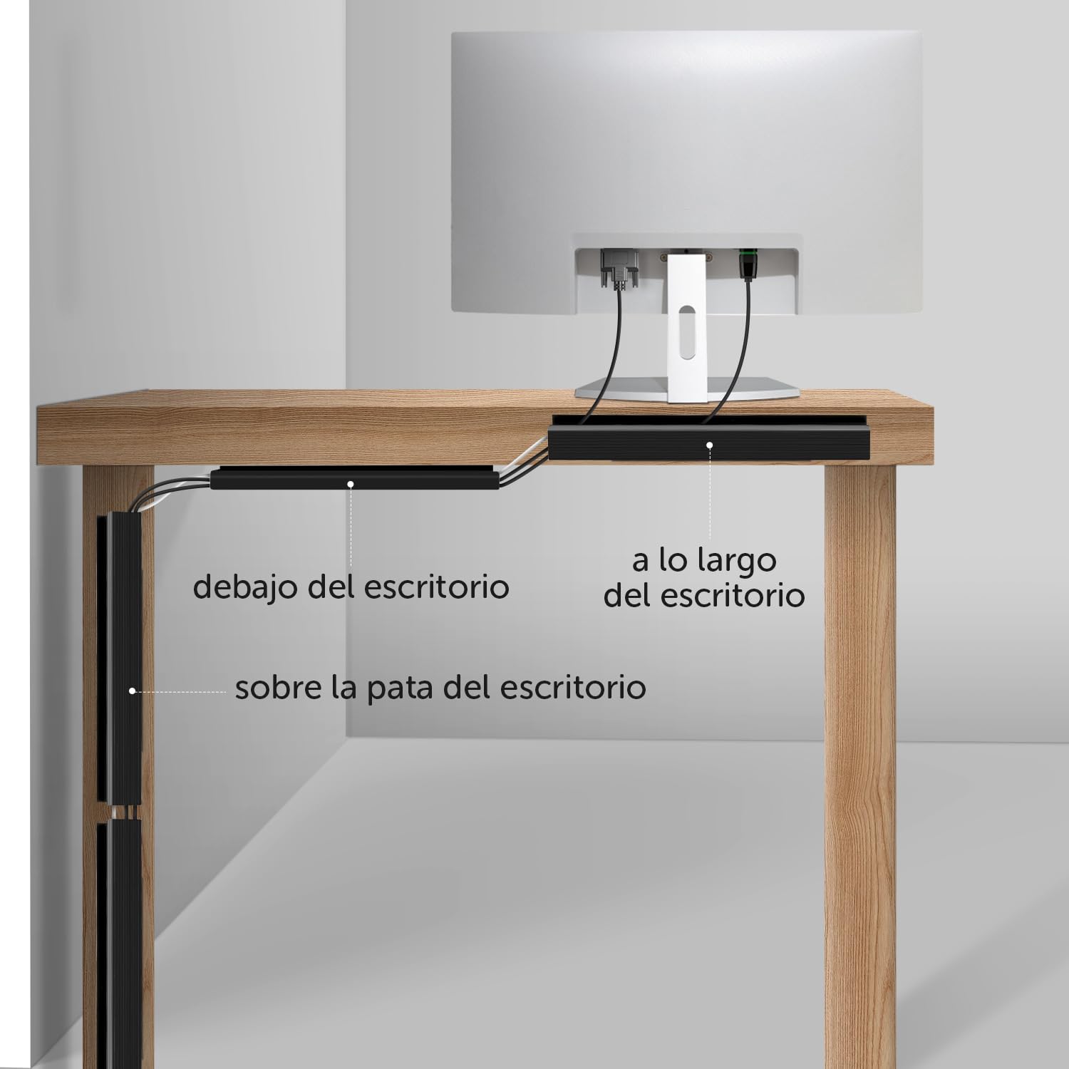 shinfly Canaleta para Cables de Escritorio, 4-Pack Canaleta Adhesiva Negra, Gestión de Cables Bajo Escritorio, Organizador de Cables en Forma de J para Portátiles