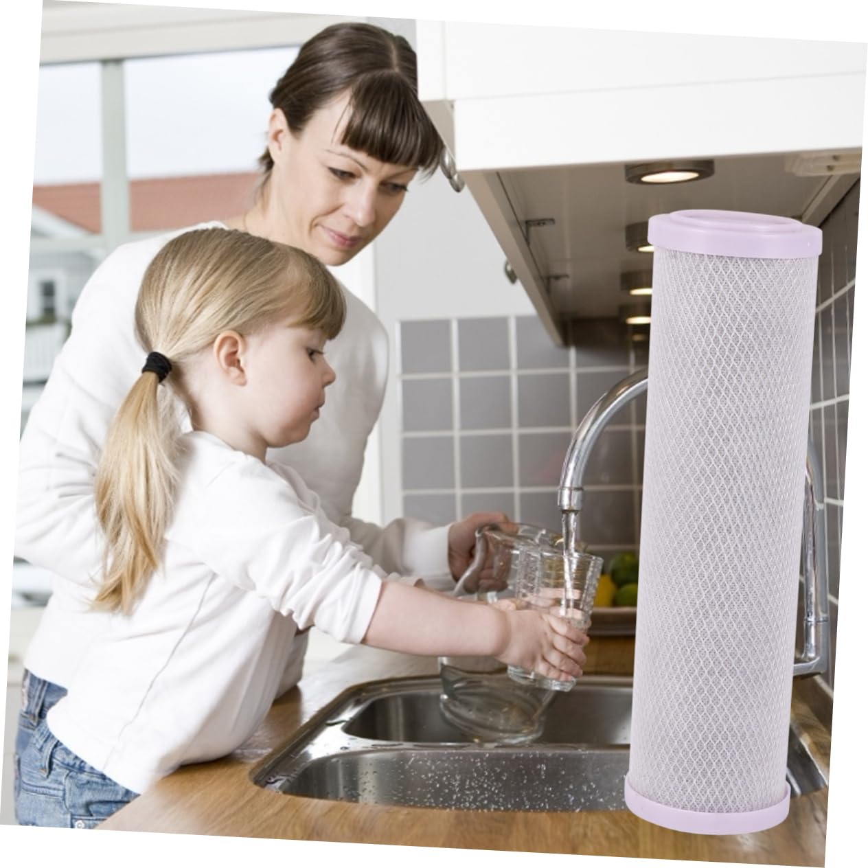 Filtro de Agua de Polipropileno y Carbón Activado para Purificador | Recambios para Filtros Agua, Caudal Amplio, Cartucho Reemplazable, Uso Doméstico, Formato