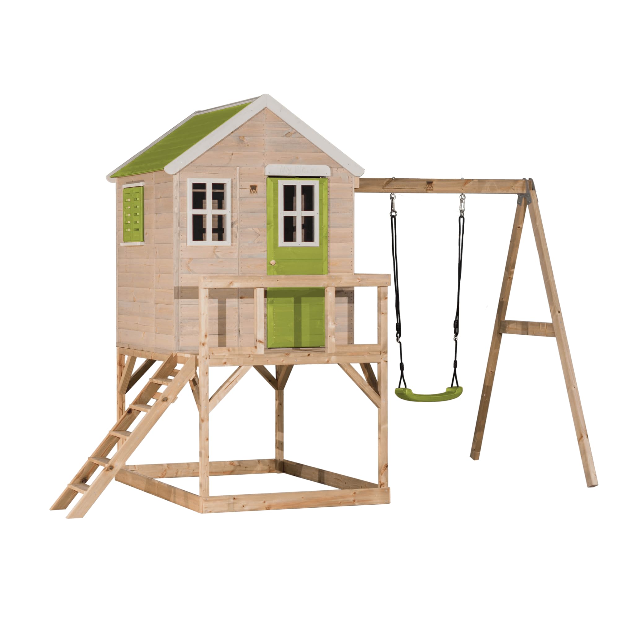 Wooden Outdoor House with Swings